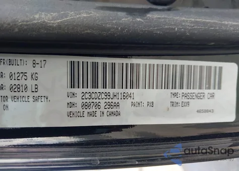 2018 Dodge Challenger Srt Hellcat из США, поврежденный, VIN 2C3CDZC99JH116041